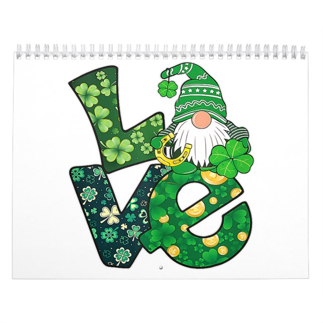 Calendario Gnome Love Funny St Patricks Day (Tapa)