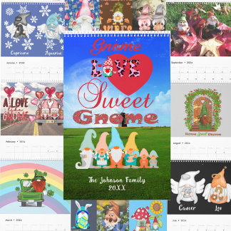 Calendario Gnome Love Sweet Gnome Familia Nombre vacaciones d