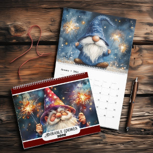 Calendario Gnomes Adorable 2025 de dos páginas grande