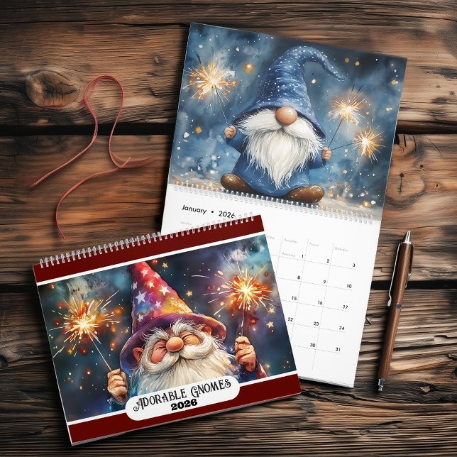 Calendario Gnomes Adorable 2026 Dos páginas Grande (Subido por el creador)