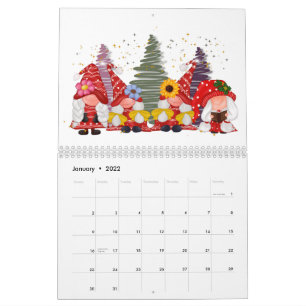Calendario Gnomo Cualquier Año Bonito Adorable Div