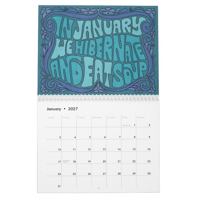 Calendario Go For It! Groovy Lettering Calendar (Jan 2027)