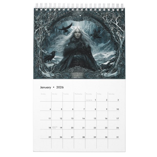 Calendario Goddesses & Witches of the North Nordic Pagan Art (Jan 2026)