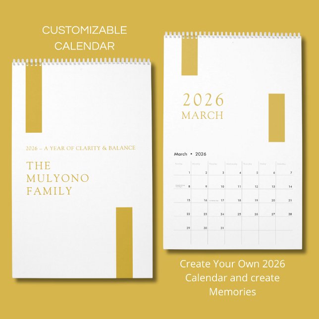 Calendario Gold Minimalist Modern 2026 Wall Calendar (Subido por el creador)