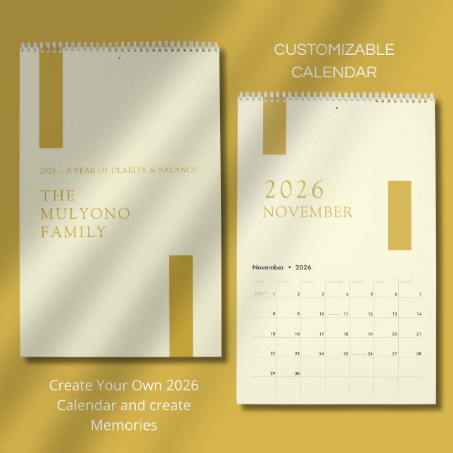 Calendario Gold Minimalist Modern 2026 Wall Calendar (Subido por el creador)
