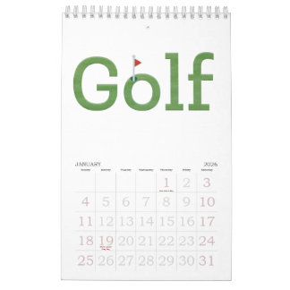 Calendario GOLF typography 2026 Hanging Wall