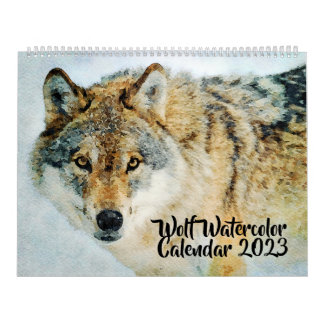 Calendario Gorgeous Wolf Wildlife Watercolor Wolves Painting