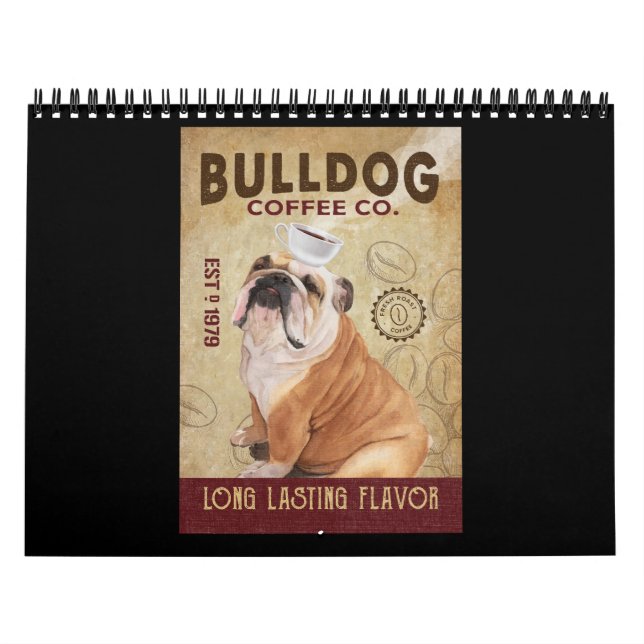 Calendario Graciosa Copa De Café De Bulldog En Cabeza Bulldog (Tapa)