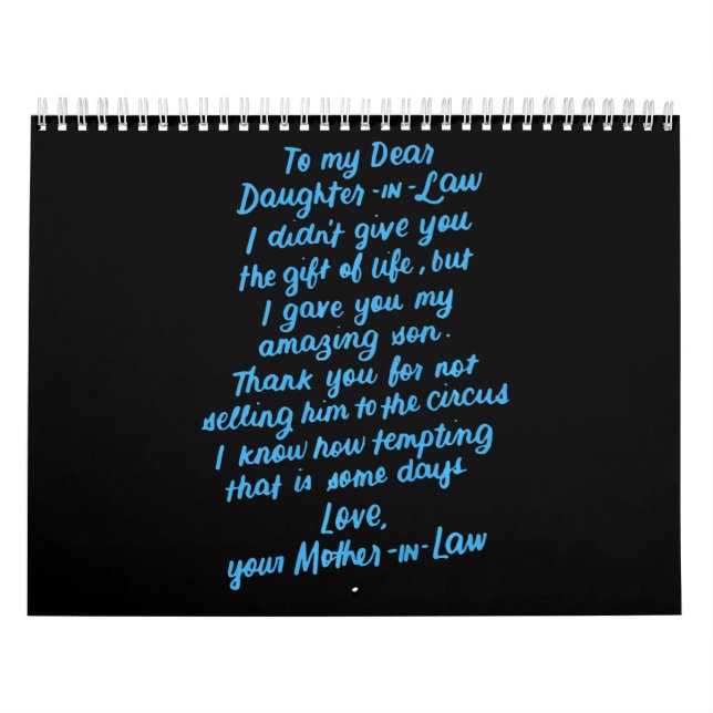 Calendario Graciosa hija de ley para mi querida hija de derec (Tapa)