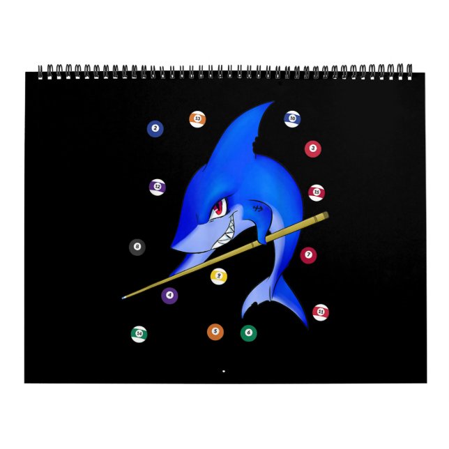 Calendario Gracioso billar de tiburones macho (Tapa)