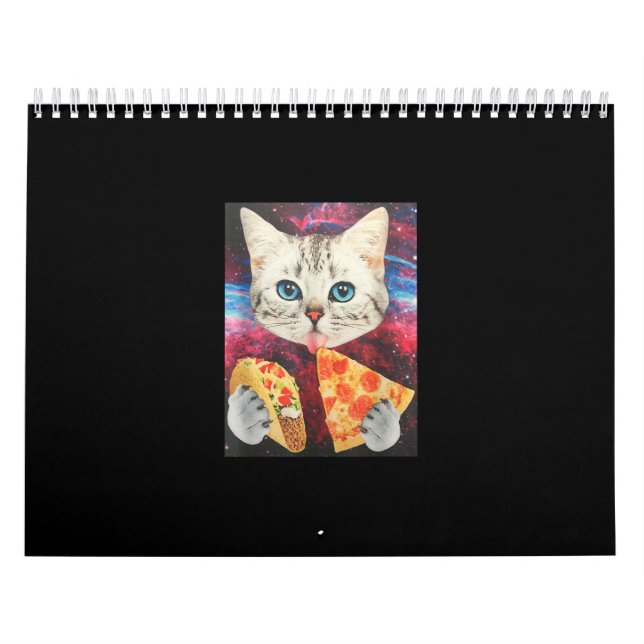 Calendario Gracioso espacio exterior galaxia Cat Meme Pizza T (Tapa)