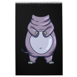 Calendario Gracioso Hippo Cuerpo sin cabeza Halloween Mammal 