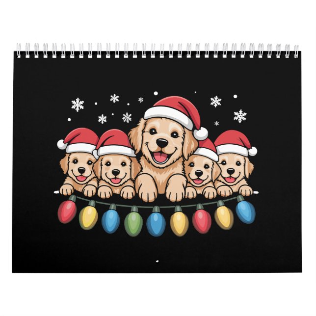 Calendario Gracioso Navidad Golden Retriever Perro Cachorro (Tapa)