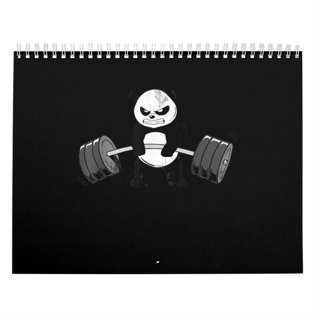 Calendario Gracioso Panda Workout Kitten Gym Deadlift Power (Tapa)