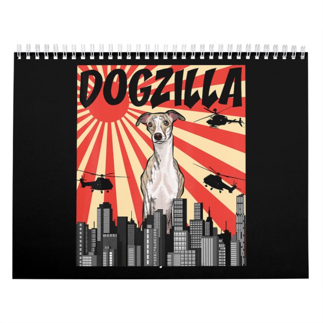 Calendario Gracioso Whippet japonés Dogzilla (Tapa)