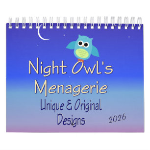 Calendario gráfico de Menagerie de Lechuza Nocturn