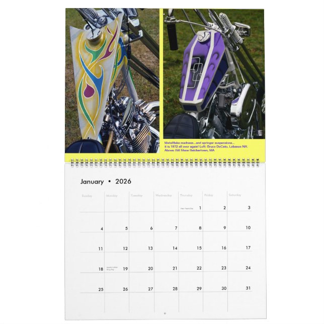 Calendario Gráficos Gastank Motorcycle pintura arte Enorme (Jan 2026)