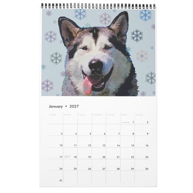 Calendario grande de 2013 perros (Jan 2027)