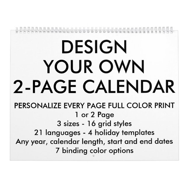 Calendario grande personalizado personalizado (Tapa)
