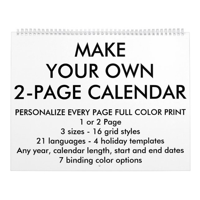 Calendario grande personalizado personalizado (Tapa)