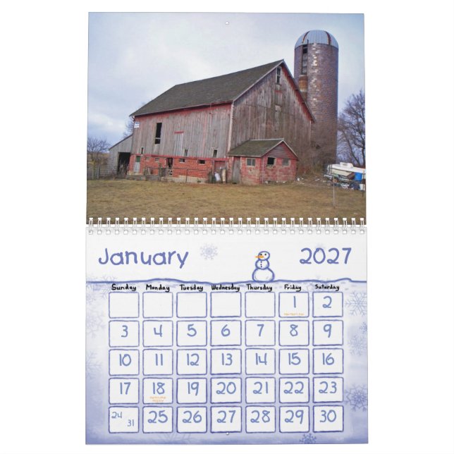 Calendario Graneros de Iowa del norte (Jan 2027)