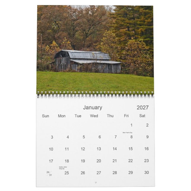 Calendario Graneros y edificios viejos en el condado de (Jan 2027)