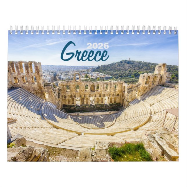 Calendario Greece 2026 Photo Wall Calendar – Scenic Greek  (Tapa)