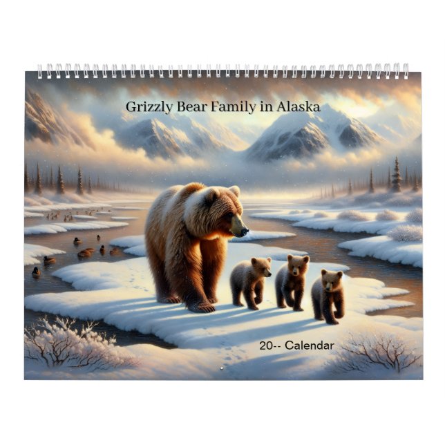 Calendario Grizzly Bear Mother Cubs Alaska Wildlife Calendar (Tapa)