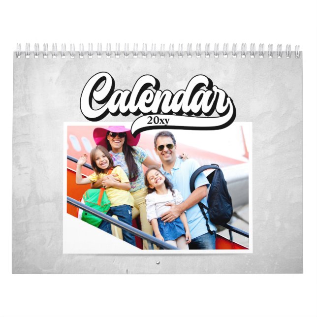 Calendario Groovy Retro Style Text, Personalizado editable Ph (Tapa)