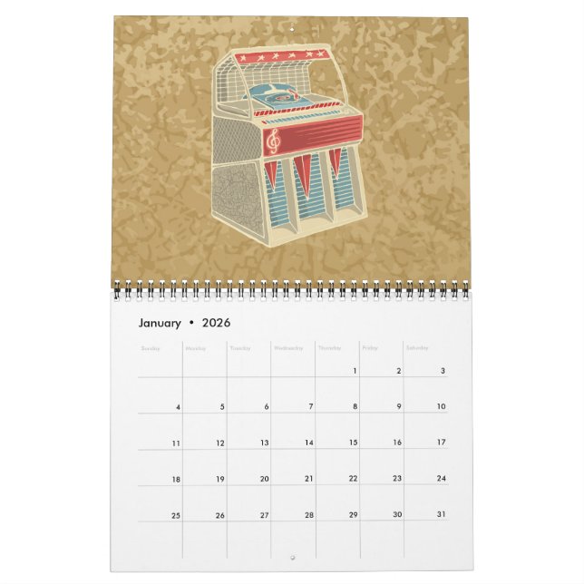 Calendario Grunge Jukebox (Jan 2026)
