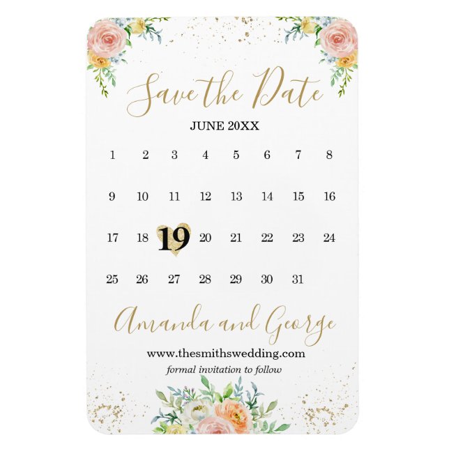 Calendario Guardar las flores del imán de fecha y  (Vertical)