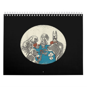 Calendario Guay Cute Dogs Jugando Tarjetas Poker Texas Holdem