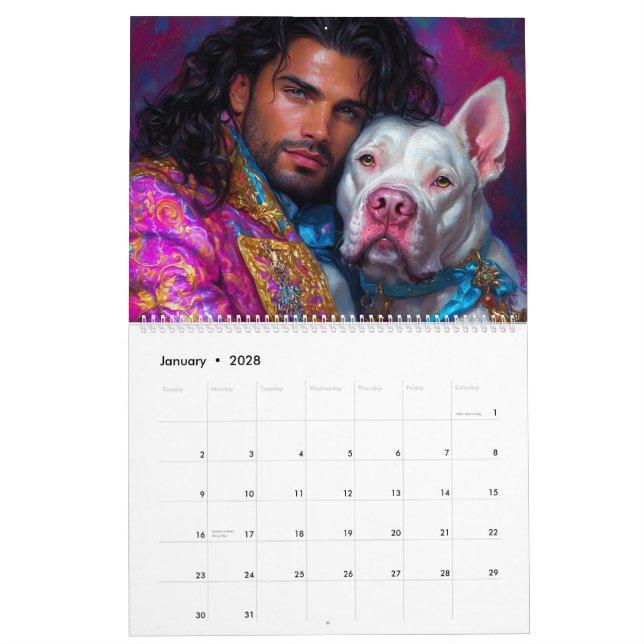 Calendario Guerreros y héroes de perros de Pitbull (Jan 2028)