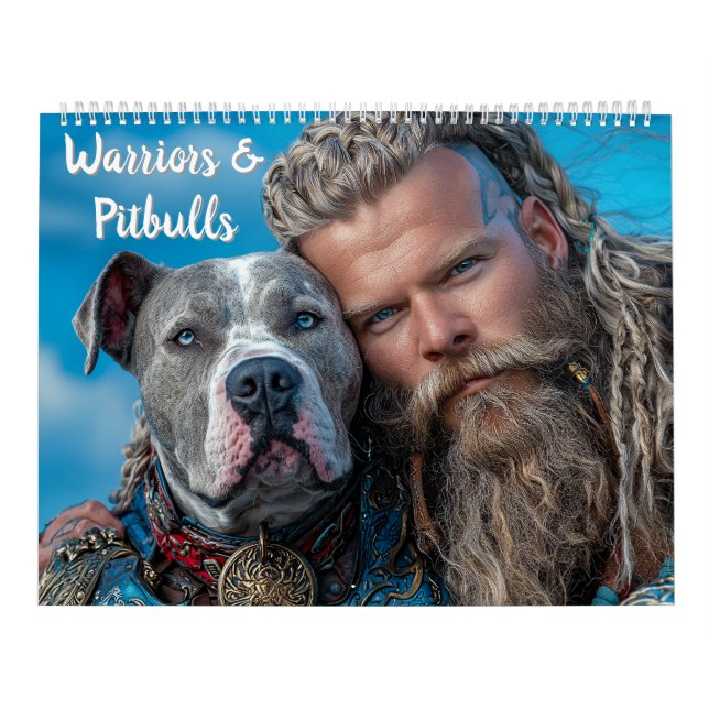 Calendario Guerreros y héroes de perros Pitbull (Tapa)