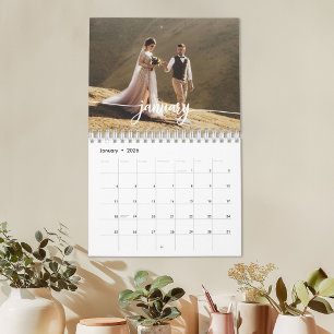 Calendario Guión de Moda de fotos de boda personalizada 2025