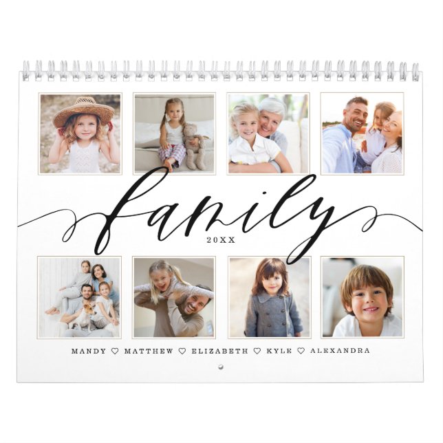 Calendario Guión moderno familiar | Recuerdos fotográficos fa (Tapa)