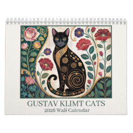 Calendario Gustav Klimt Cats 2026 Wall Calendar – Art Nouveau