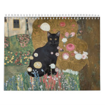 Gustav Klimt Gato negro en un jardín de flores, ar