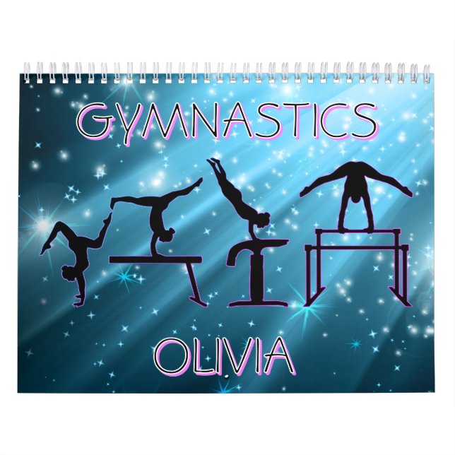 Calendario Gymnastics Calendar Blue Starburst Gymnastics Pose (Tapa)
