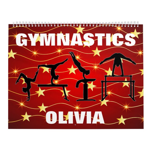 Calendario Gymnastics Red / Gold Stars (Tapa)