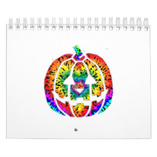 Calendario Halloween retro vintage de la Calabaza Hippie 70