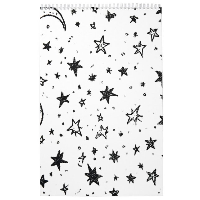 Calendario Hand Drawn Celestial Night Sky Pattern (Tapa)