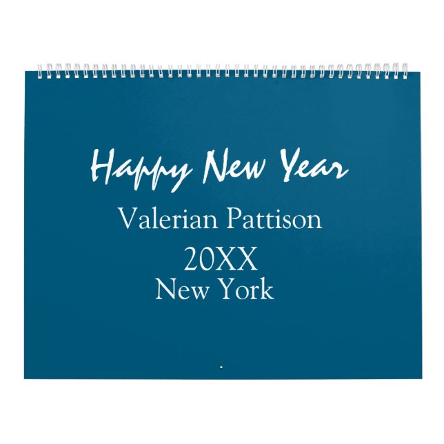 Calendario Happy new year blue name place year boho simple  (Tapa)
