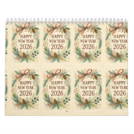 Calendario happy new year rustic wall calendar 2026