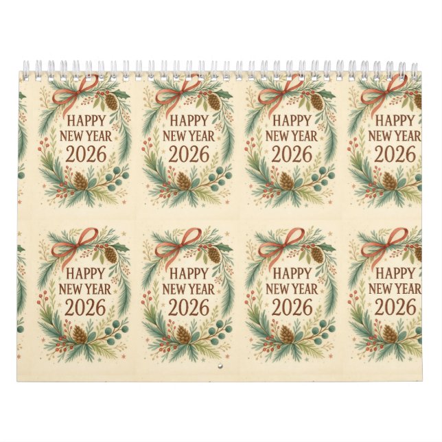 Calendario happy new year rustic wall calendar 2026 (Tapa)