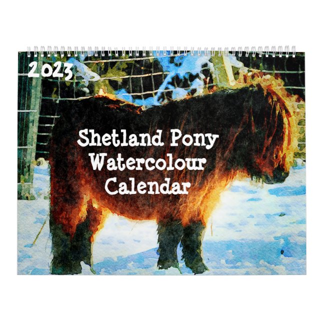 Calendario Hardy Shetland 2023 Ponies Watercolor Painting Art (Tapa)