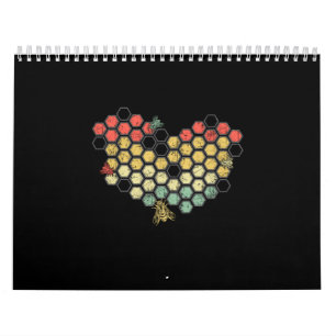 Calendario Heart Coloful Honeycomb With Cute Bees