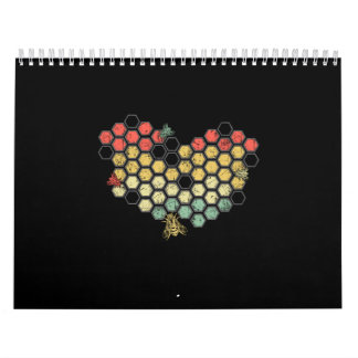 Calendario Heart Coloful Honeycomb With Cute Bees