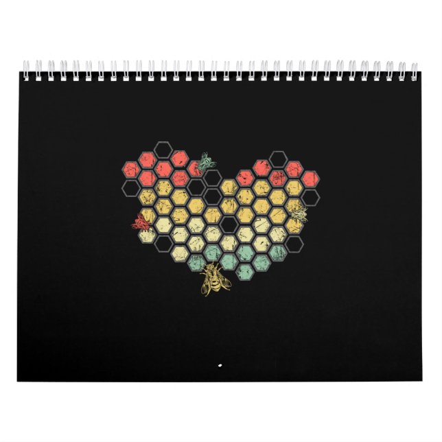 Calendario Heart Coloful Honeycomb With Cute Bees (Tapa)