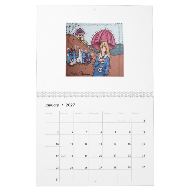 Calendario hecho con los dibujos animados de la (Jan 2027)